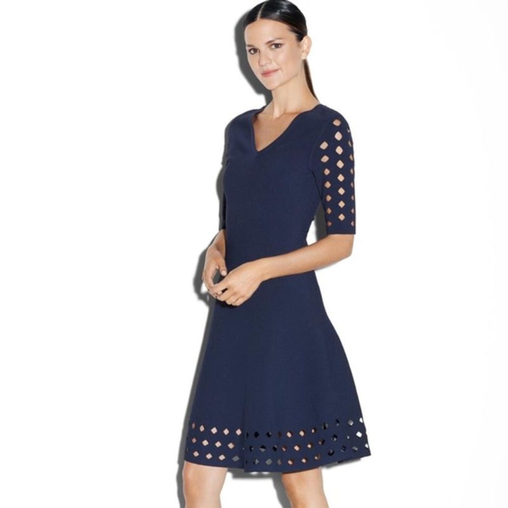 Milly Diamond Pointelle Fit & Flare Dress